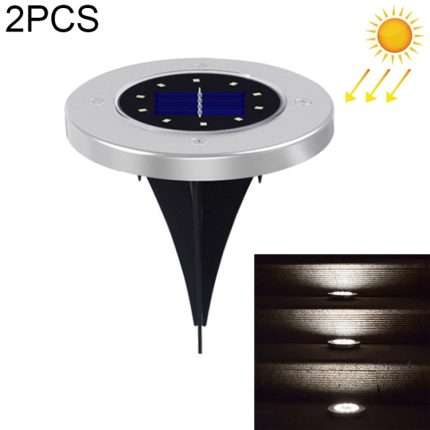 2 Stück 10 LEDs, solarbetrieben, vergrabenes Licht unter der Erde, IP65, wasserdicht, für den Außenbereich, Garten, Straßenlaterne, 10 LEDs
