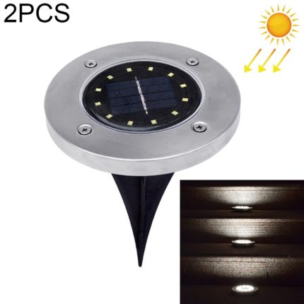 2 Stück 12 LEDs, solarbetriebene Erdleuchte, IP65, wasserdicht, für den Außenbereich, Garten, Straßenlaterne, 12 LEDs