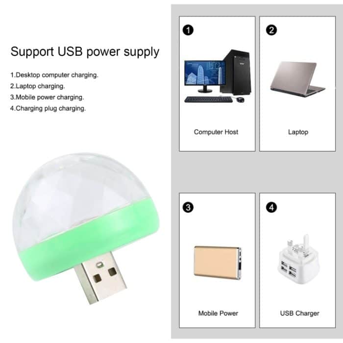 4W RGB USB LED Crystal Magic Ball Bühnenlicht mit Typ-C-Adapter, with Type-C Adapter – Bild 6