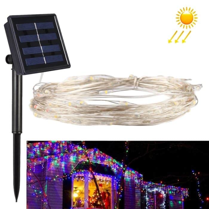 LED1369CL.jpg 20 m, 200 LEDs, SMD 0603, Solarpanel, Silberdraht, Lichterkette, Lichterkette, dekoratives Licht, DC 5 V, 20m 200 LEDs Colorful Light, 20m 200 LEDs White Light – Bild 1