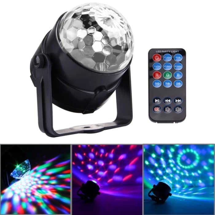 1W x 3 Mini rotierendes Magic Ball LED Bühnenlicht, mit Fernbedienung, US / EU-Stecker – Bild 1