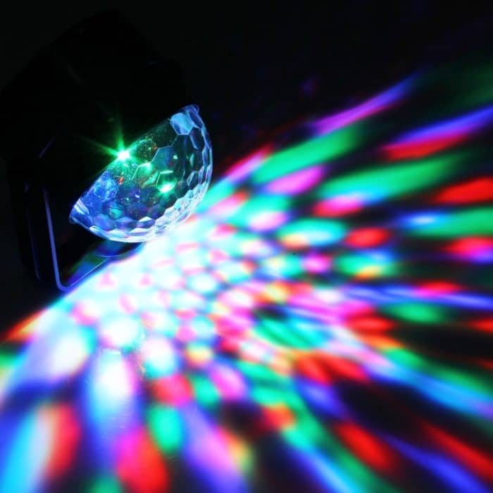 1W x 3 Mini rotierendes Magic Ball LED Bühnenlicht, mit Fernbedienung, US / EU-Stecker – Bild 9