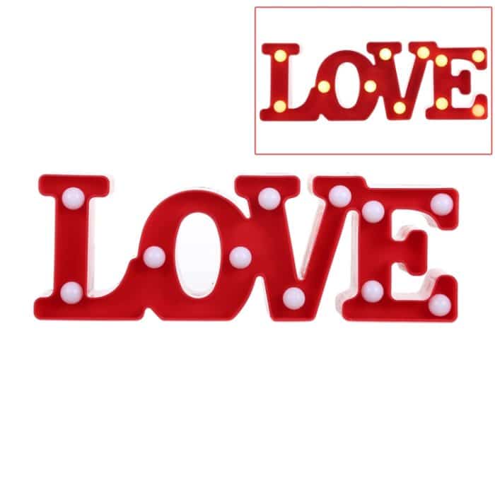 LED2080R.jpg 2 x AA-Batterien betriebene Party-, Festival-, Tisch- und Hochzeitslampen-Nachtlicht, LOVE(Red), LOVE(White) – Bild 1