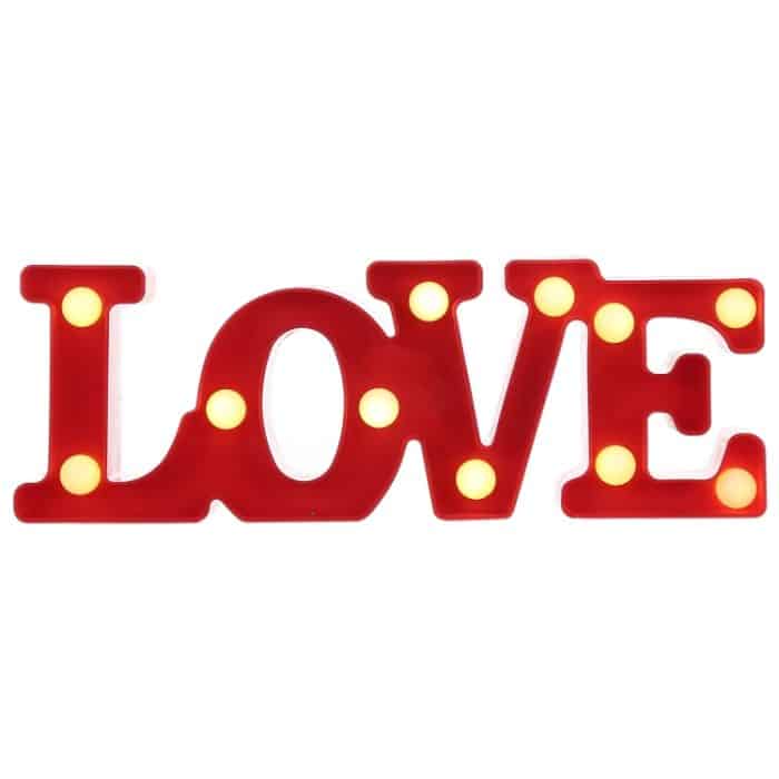 2 x AA-Batterien betriebene Party-, Festival-, Tisch- und Hochzeitslampen-Nachtlicht, LOVE(Red), LOVE(White) – Bild 5