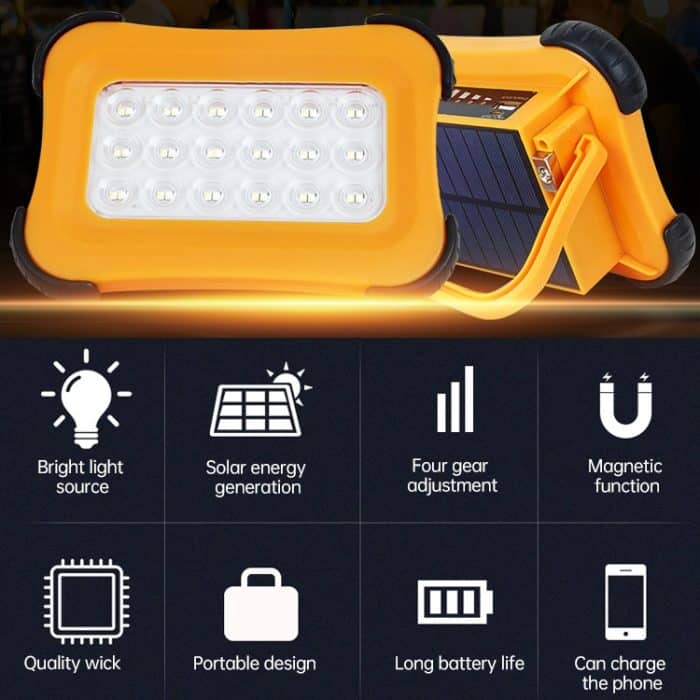 50W 32 LEDs Solar Tragbares Campinglicht Magnetbeleuchtung Notlicht mit vier Helligkeitsstufen & Power Bank & Batterieanzeige – Bild 9