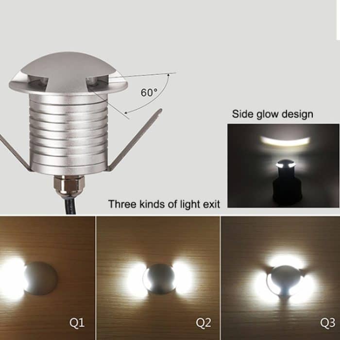 3W LED Embedded Polarized Buried Lampe IP67 Wasserdichte Schildkrötenpanzerlampe Gartenleuchte für den Außenbereich, weißes Licht 6000K Q3 Dreiwegelampe – Bild 6