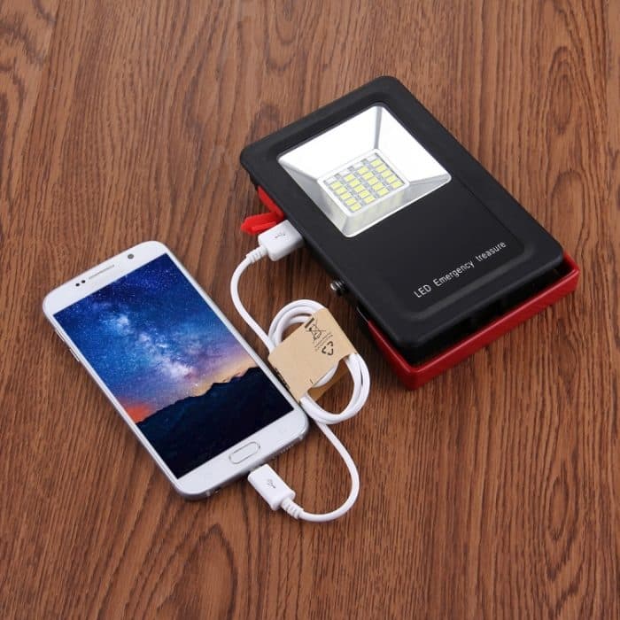 30W IP65 Wasserdichtes USB-Ladeflutlicht, 24 LEDs SMD5730 2400LM 6000-6500K Blinkende Warnleuchten für rotes und blaues Licht, tragbar mit Halter – Bild 10