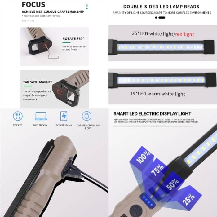 FA-WK06 Multifunktionale, wiederaufladbare Faltarbeit, Notlicht mit Strombank-Funktion – Bild 6