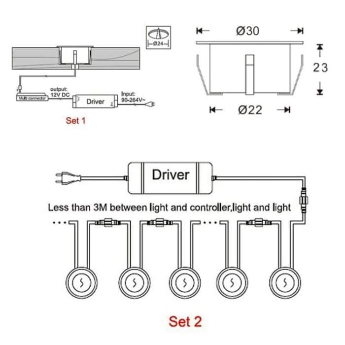 SMD 2835 500–600 lm 4000–4500 K Deckleuchte, vergrabene Lampen, LED-Bodenleuchte, Wandstrahler, Ausschnittgröße: 30 x 22 mm – Bild 4