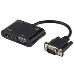 2 in 1 VGA zu HDMI + VGA 15 Pin HDTV Adapter Konverter mit Audio