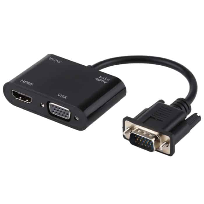 2 in 1 VGA zu HDMI + VGA 15 Pin HDTV Adapter Konverter mit Audio – Bild 1