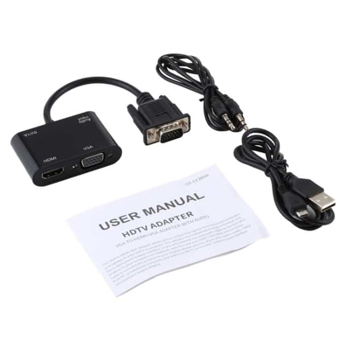 2 in 1 VGA zu HDMI + VGA 15 Pin HDTV Adapter Konverter mit Audio – Bild 5