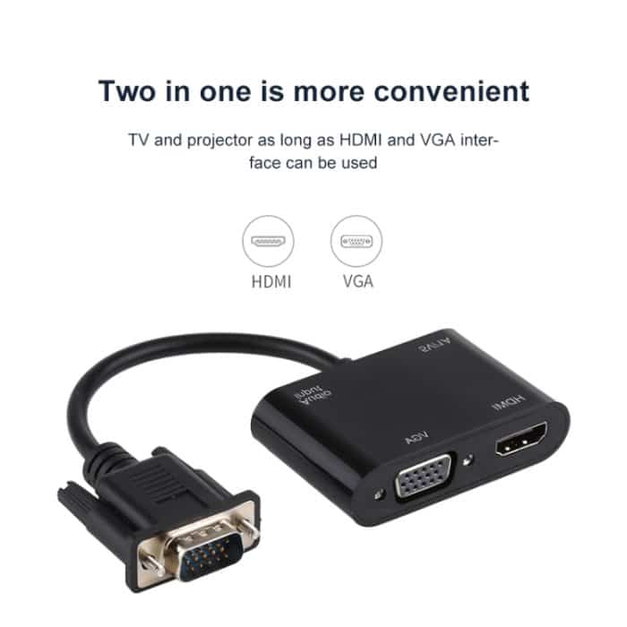 2 in 1 VGA zu HDMI + VGA 15 Pin HDTV Adapter Konverter mit Audio – Bild 7