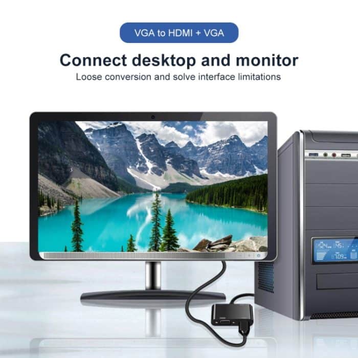 2 in 1 VGA zu HDMI + VGA 15 Pin HDTV Adapter Konverter mit Audio – Bild 10