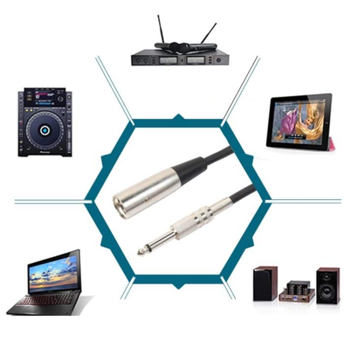 3-poliger Stecker auf 6,35 mm Mono-Mikrofon-Audiokabel, Length: 1.8m, Length: 3m, Length: 5m, Length: 7.6m, Length: 10m – Bild 5