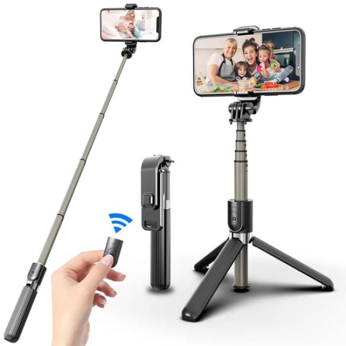 MCP0179B.jpg L03 Aluminiumlegierung faltbarer Bluetooth-Stativ-Selfie-Stick, L03 White, L03 Black – Bild 1