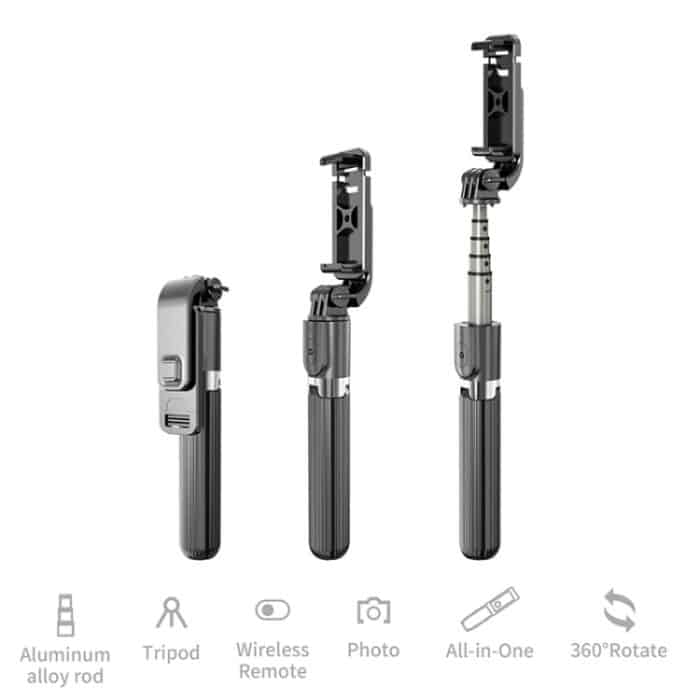 L03 Aluminiumlegierung faltbarer Bluetooth-Stativ-Selfie-Stick, L03 White, L03 Black – Bild 3