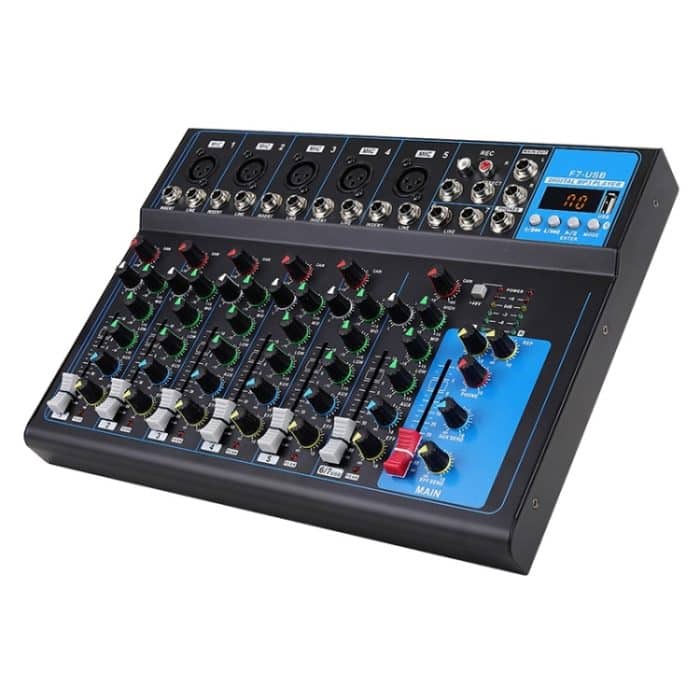 F7 Home 7-Kanal-Bluetooth-USB-Reverb-Mixer, EU-Stecker, F7 EU Plug – Bild 2