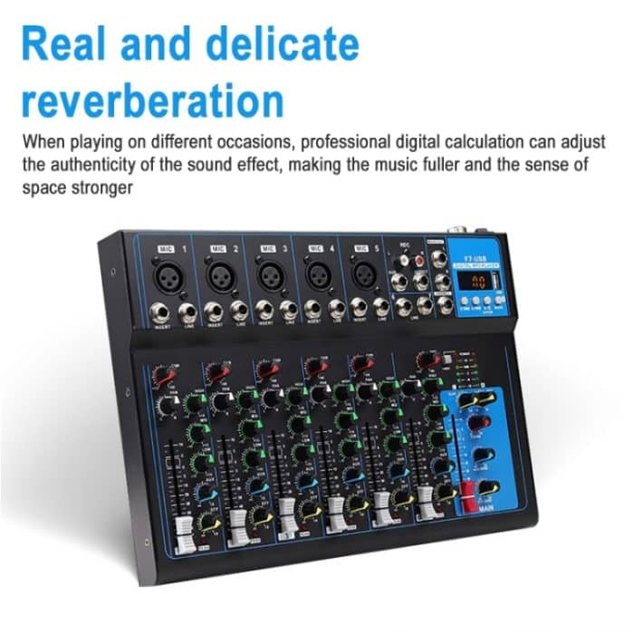 F7 Home 7-Kanal-Bluetooth-USB-Reverb-Mixer, EU-Stecker, F7 EU Plug – Bild 5