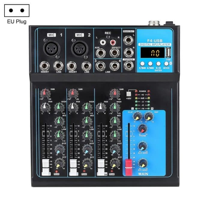 MCP0270B.jpg F4 Home 4-Kanal-Bluetooth-USB-Reverb-Mixer, EU-Stecker, F4 EU Plug – Bild 1