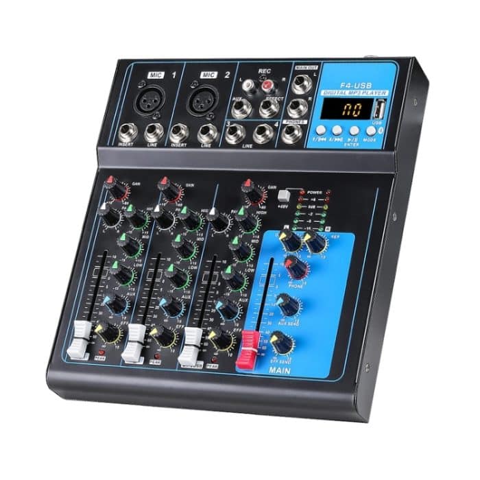 F4 Home 4-Kanal-Bluetooth-USB-Reverb-Mixer, EU-Stecker, F4 EU Plug – Bild 2