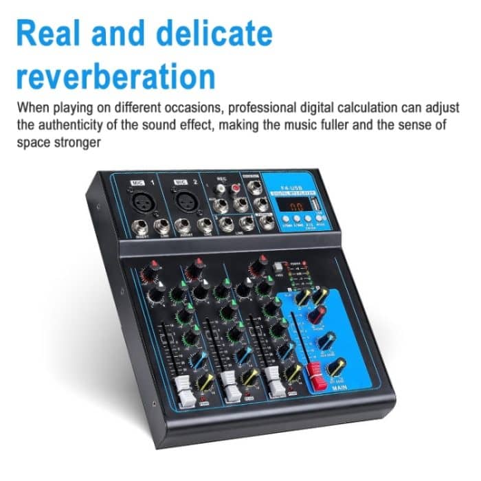 F4 Home 4-Kanal-Bluetooth-USB-Reverb-Mixer, EU-Stecker, F4 EU Plug – Bild 5