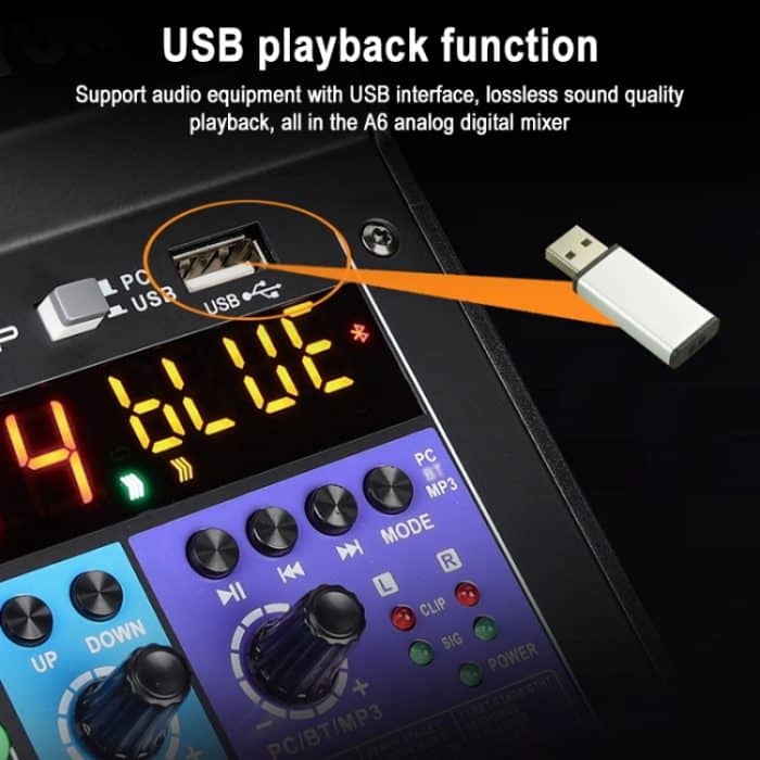 TEYUN NA6 6-Kanal-Kleinmischpult, Mobiltelefon-Soundkarte, Live-Übertragung, Computer-Aufnahmekonsolenprozessor, EU-Stecker, NA6 EU Plug – Bild 6