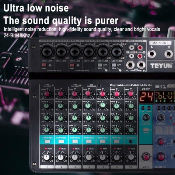 TEYUN NA8 8-Kanal-Kleinmischpult, Mobiltelefon-Soundkarte, Live-Übertragung, Computer-Aufnahmekonsolenprozessor, EU-Stecker, NA8 EU Plug – Bild 3