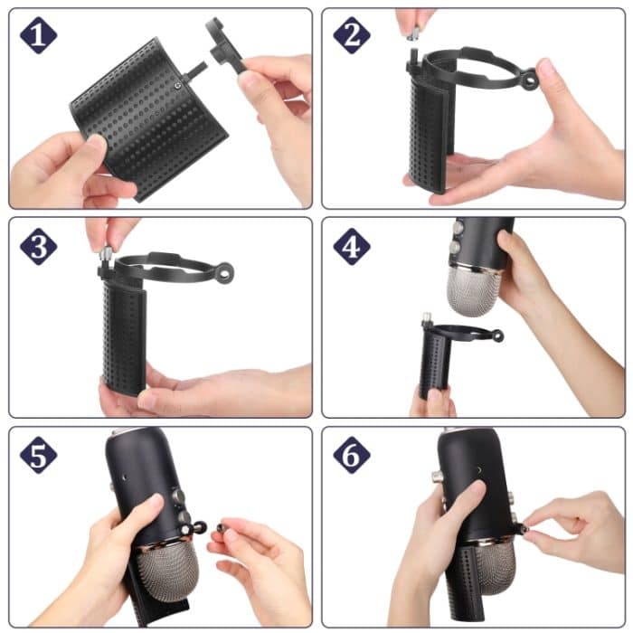 TEYUN PS-4x3 Kondensatormikrofon U-förmige Ausblasabdeckung Desktop-Halterung Audio-Zubehörclip, PS-4 – Bild 7