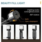 Q12s Bluetooth-Fernbedienung, drehbarer Fülllicht-Stativ, Selfie-Stick – Bild 5