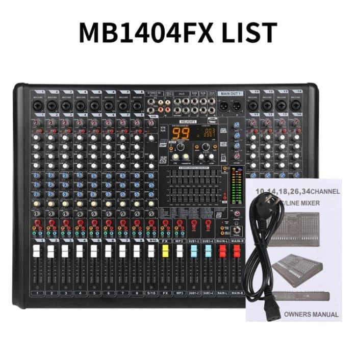 XTUGA B1404FX 14 Kanäle Bluetooth Audio Mixer Digital DJ Controller Sound Mischpult, B1404FX – Bild 2