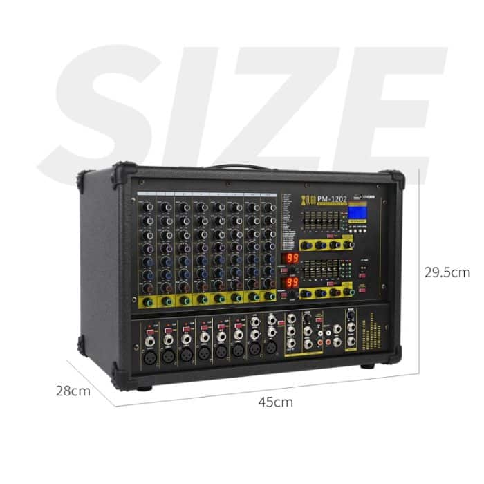 XTUGA PM1202 900 W 10-Kanal-Bühnenleistungsmixer 24-Bit-Multil-FX-Prozessor Dual 99 DSP-Effekt-DJ-Verstärker, PM1202 – Bild 2