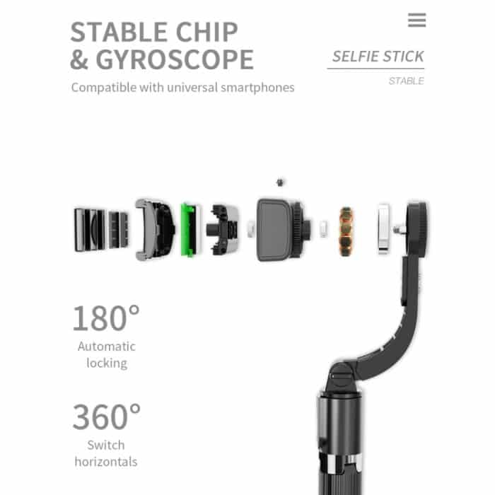 L08 Verstellbarer Gimbal stabilisiert den Bluetooth-Selbstauslöser-Stativ-Selfie-Stick – Bild 5