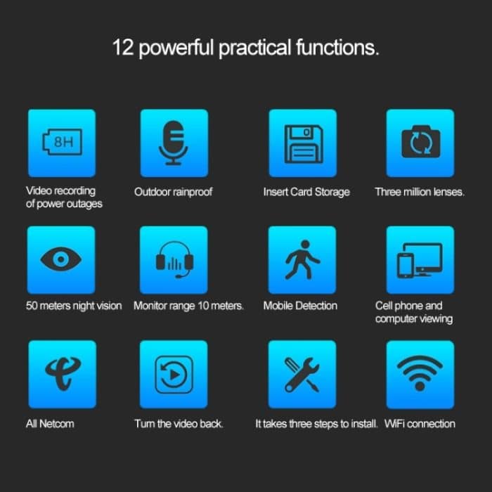 J-06 1.0MP Wireless Wifi IP IR-Kamera für den Innen- und Außenbereich, Unterstützung für Infrarot-Nachtsicht / Bewegungserkennung / TF-Karte (max. 64 GB), IR-Entfernung: 50 m – Bild 12