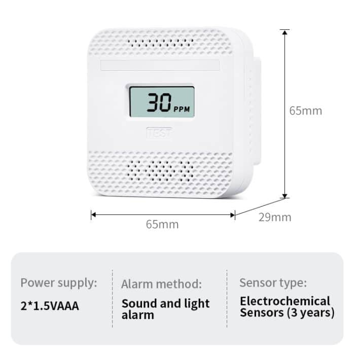 XY-C610 Auto Mini Digitalanzeige Kohlenmonoxid Rauchmelder Alarm ohne Batterie – Bild 2