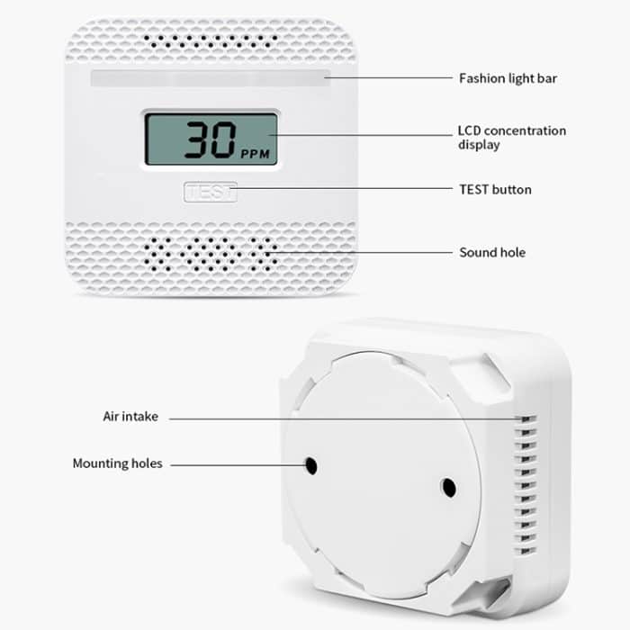 XY-C610 Auto Mini Digitalanzeige Kohlenmonoxid Rauchmelder Alarm ohne Batterie – Bild 3