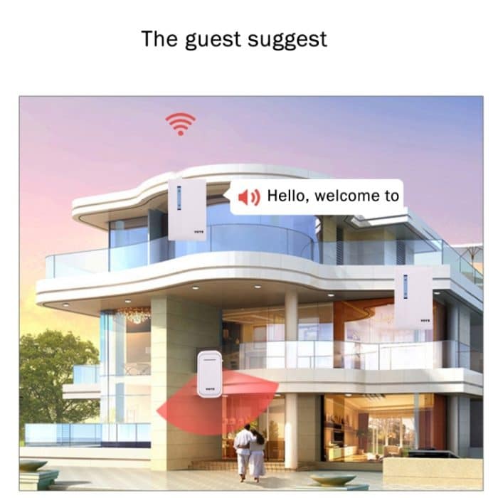 VOYE V015F2 Wireless Smart Music Haustürklingel mit Doppelempfänger, Fernbedienung Entfernung: 120 m (Open Air) – Bild 12