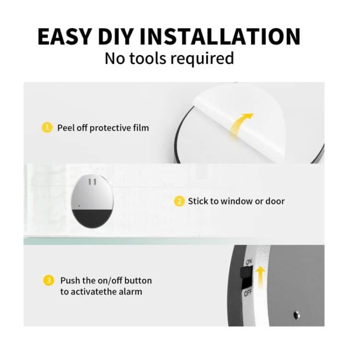 DOBERMAN SE-0106 Ultraflacher, runder Tür- / Fensteralarm erkennt Vibrationssensor-Alarm für die Sicherheit von Hausalarmen – Bild 4