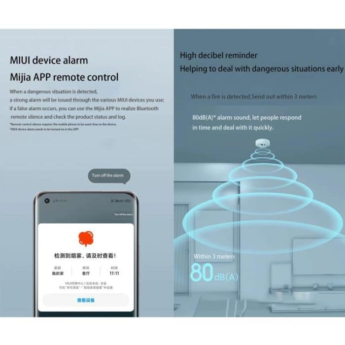 Original Xiaomi Mijia Honeywell Smart Feueralarm Rauchmelder Alarm, Arbeit mit Multifunktions-Gateway (CA1001) Mihome APP Control (Weiß) – Bild 7