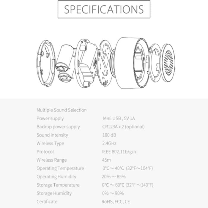 NEO NAS-AB02W WLAN-USB-Sirenenalarmsensor für die Sicherheit von Hausalarmen – Bild 13