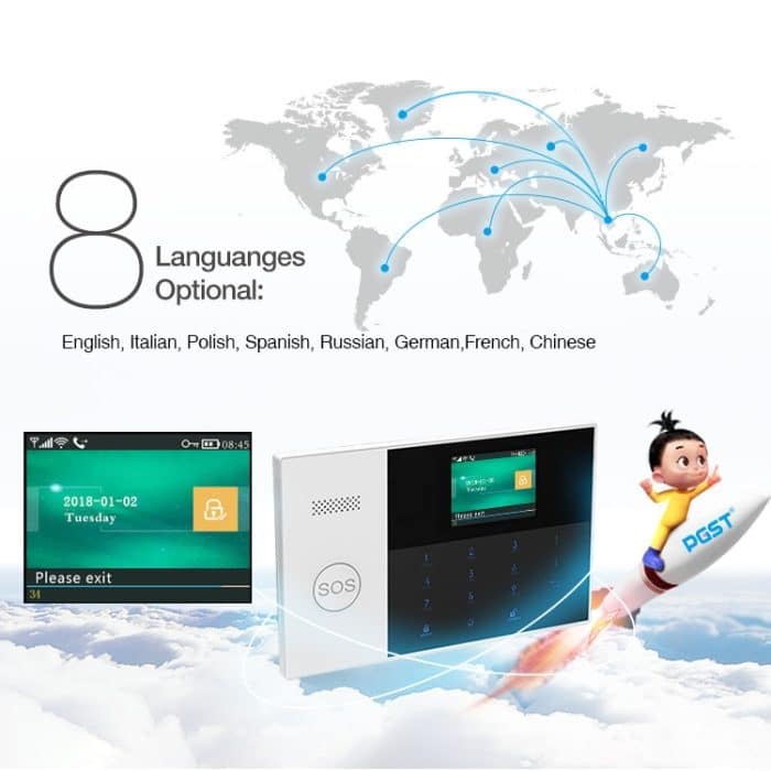 PG-105-GSM Intelligentes GSM / GPRS + WiFi-Alarmsystem mit Touch-Tastatur, LCD-Bildschirm und RFID-Funktion – Bild 7