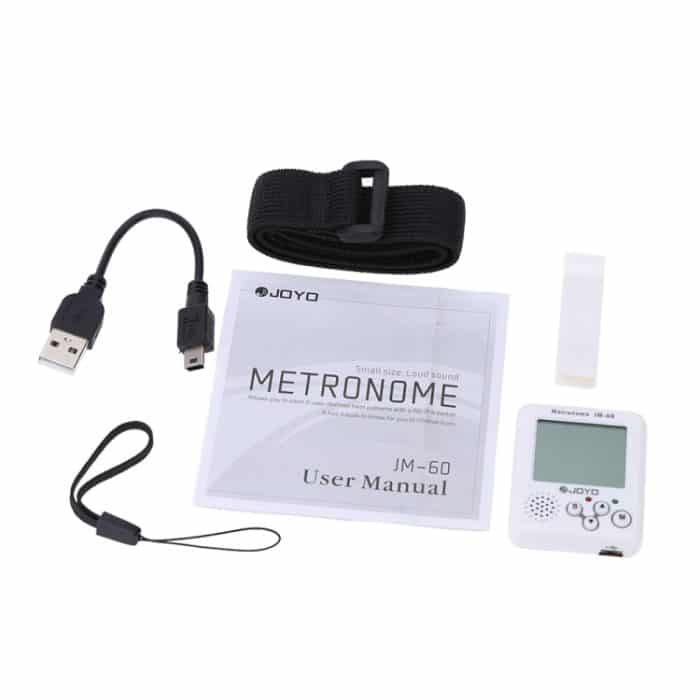 JOYO JM-60 Mini tragbarer wiederaufladbarer Clip-on elektronischer digitaler Metronom-Tongenerator-Tuner für Gitarre, Violine, Ukulele, JM-60 (White) – Bild 6