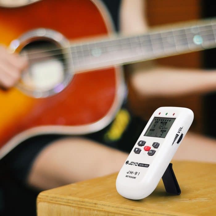 JOYO JM-91 Mini tragbares multifunktionales Gesangsmetronom, elektronischer digitaler Metronom-Tongenerator-Tuner für Gitarre, Violine, Ukulele, JM-91 (White) – Bild 8
