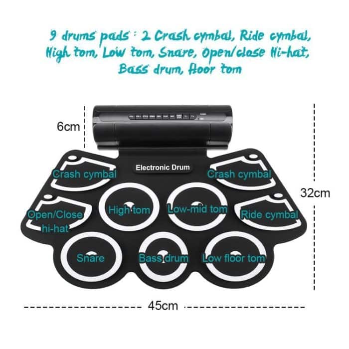 MD760 USB Electronic Drum Percussion Verdickte Silikon-Handrollentrommel – Bild 6