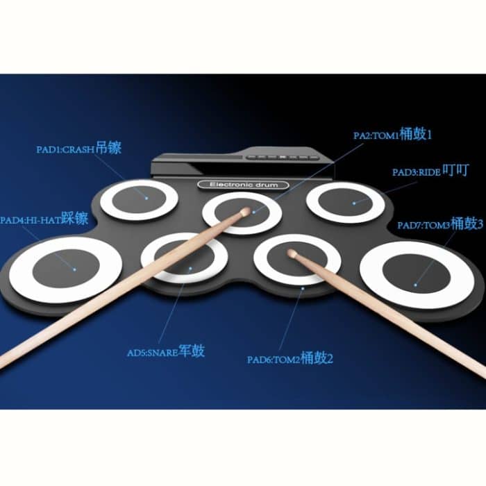 Tragbare USB-Elektrotrommel aus Silikon mit Handrolle, USB Electronic Drum(Black), Electronic Drum(Green) – Bild 6