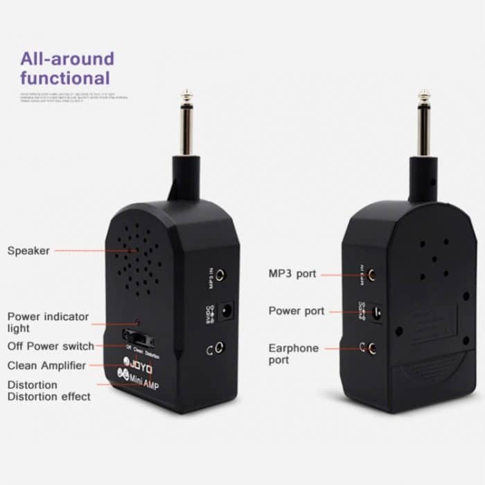 JOYO JA-01 2W Großer Gitarrenverstärker Mini Tragbare E-Gitarren-Basslautsprecher mit Verzerrungs-Timbre, Unterstützung für MP3 / Kopfhörer – Bild 6