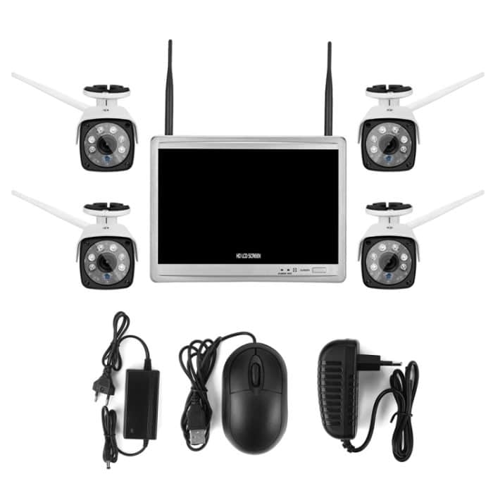 N4B3H2-P12/Kit 1080P Wireless-Netzwerk-Videorekorder-Überwachungssystem. Anzeige: 12,5 Zoll – Bild 1