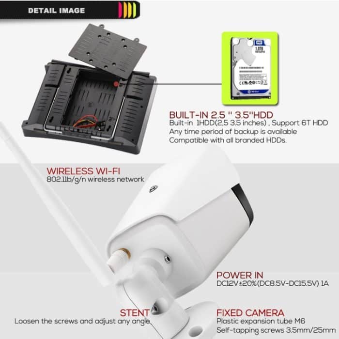 N4B3H2-P12/Kit 1080P Wireless-Netzwerk-Videorekorder-Überwachungssystem. Anzeige: 12,5 Zoll – Bild 9