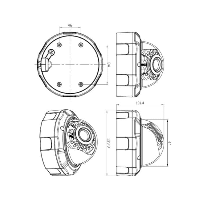 TV-537H5/IP AF POE H.264++ 5MP IP Dome Kamera Autofokus 4x Zoom 2,8-12MM Objektiv Überwachungskameras, TV-537H5/IP – Bild 6