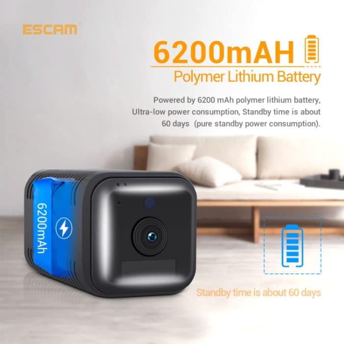 ESCAM G18 1080P Full HD wiederaufladbare WiFi-IP-Kamera mit Akku, unterstützt Nachtsicht / PIR-Bewegungserkennung / TF-Karte / Zwei-Wege-Audio, G18 – Bild 9